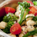 Broccoli, Garbanzo and Tomato Salad Closeup