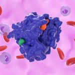 KRAS G12C mutation in non-small cell lung cancer (NSCLC) - closeup view 3d illustration